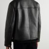 Shearling-Lined Nappa Leather Trucker Jacket - BK