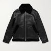 Shearling-Lined Nappa Leather Trucker Jacket