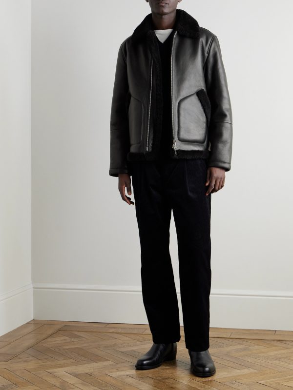 Shearling-Lined Nappa Leather Trucker Jacket - OU