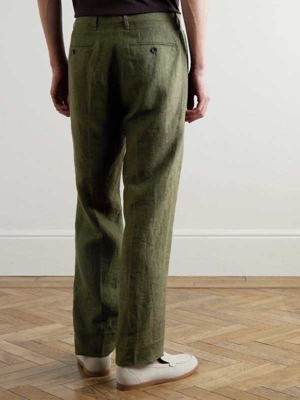 Straight-Leg Puppytooth Linen Suit Trousers - BK Straight-Leg Puppytooth Linen Suit Trousers - BK