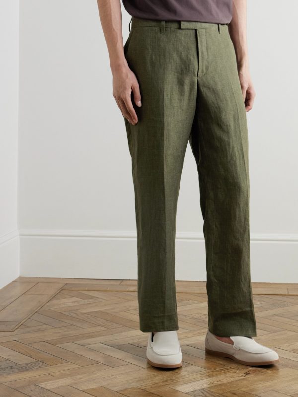 Straight-Leg Puppytooth Linen Suit Trousers - FR Straight-Leg Puppytooth Linen Suit Trousers - FR