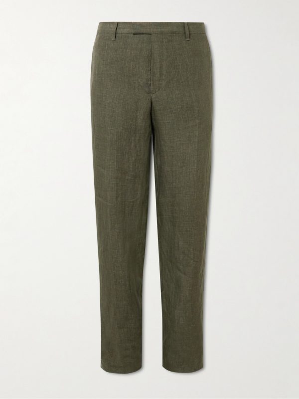 Straight-Leg Puppytooth Linen Suit Trousers Straight-Leg Puppytooth Linen Suit Trousers