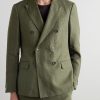 Double-Breasted Puppytooth Linen Suit Jacket - FR