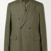 Double-Breasted Puppytooth Linen Suit Jacket