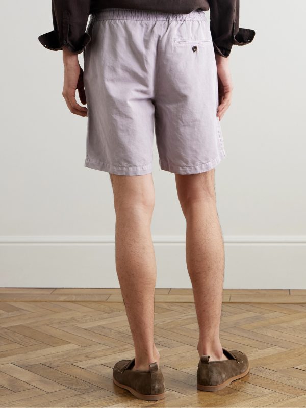 Straight-Leg Organic Cotton and Linen-Blend Drawstring Shorts - BK Straight-Leg Organic Cotton and Linen-Blend Drawstring Shorts - BK