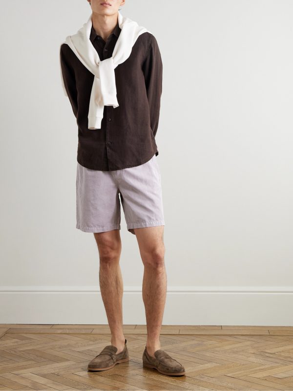 Straight-Leg Organic Cotton and Linen-Blend Drawstring Shorts - OU Straight-Leg Organic Cotton and Linen-Blend Drawstring Shorts - OU