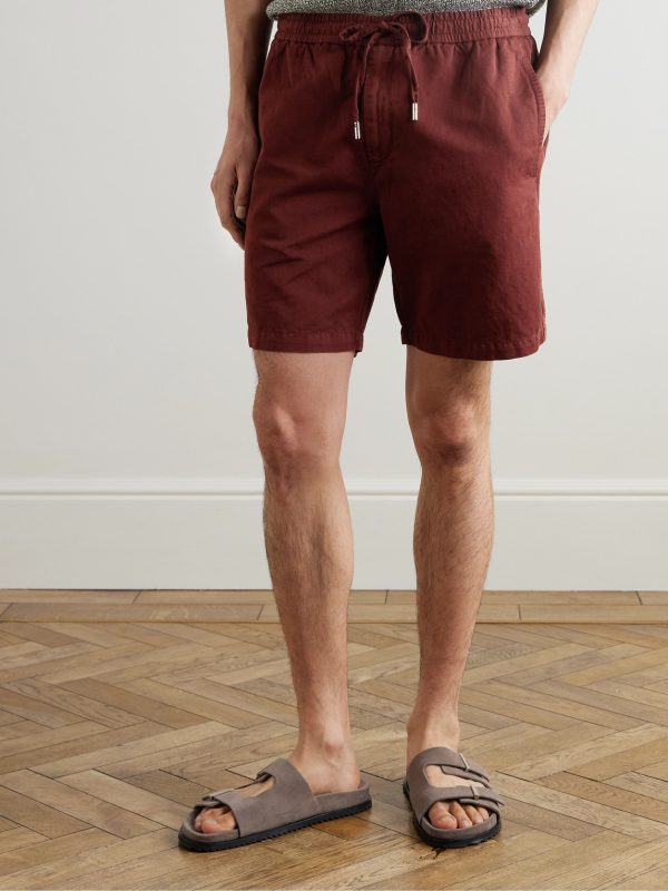 Straight-Leg Organic Cotton and Linen-Blend Drawstring Shorts - FR
