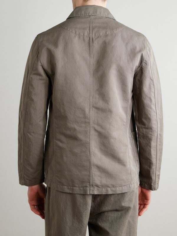 Unstructured Garment-Dyed Organic Cotton and Linen-Blend Suit Jacket - BK Unstructured Garment-Dyed Organic Cotton and Linen-Blend Suit Jacket - BK