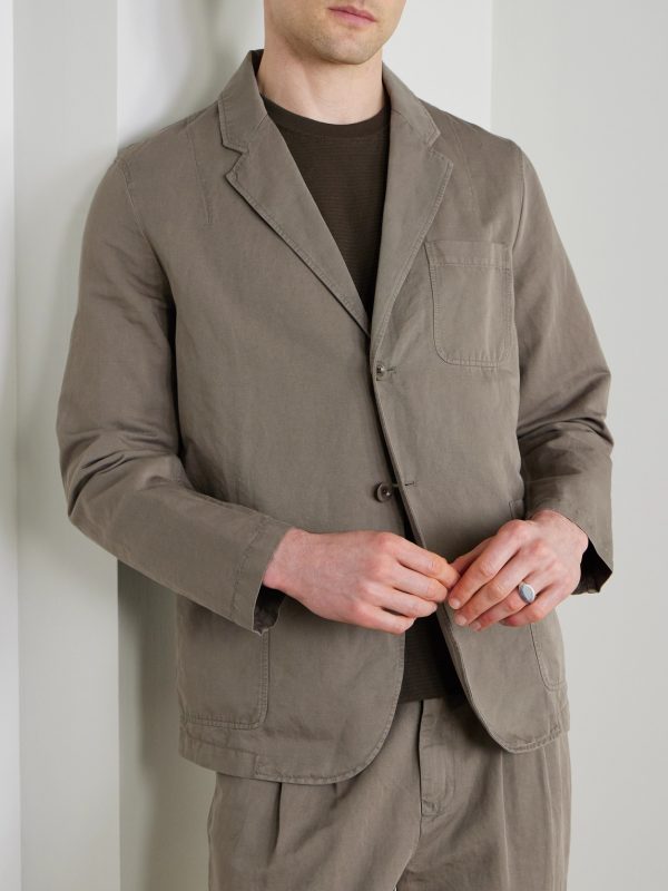 Unstructured Garment-Dyed Organic Cotton and Linen-Blend Suit Jacket - FR Unstructured Garment-Dyed Organic Cotton and Linen-Blend Suit Jacket - FR