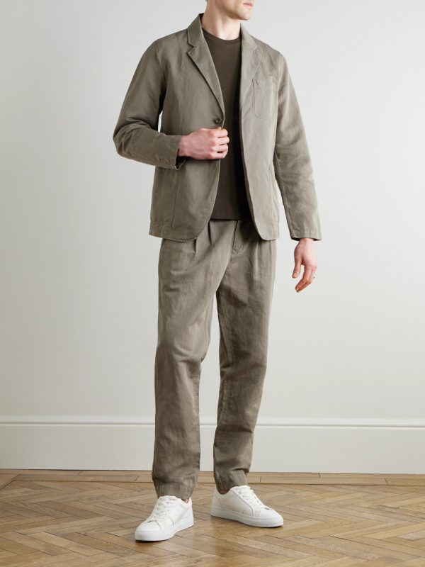 Unstructured Garment-Dyed Organic Cotton and Linen-Blend Suit Jacket - OU Unstructured Garment-Dyed Organic Cotton and Linen-Blend Suit Jacket - OU