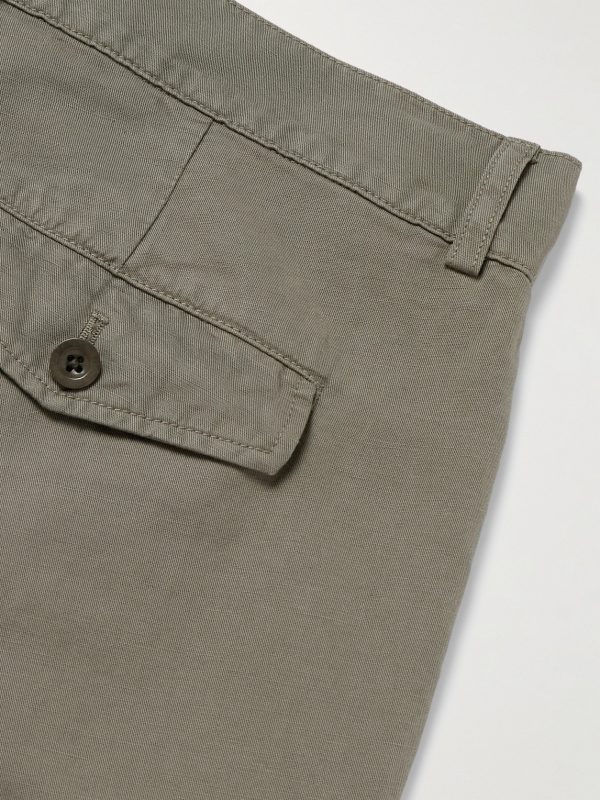 Steve Slim-Fit Pleated Organic Cotton and Linen-Blend Twill Trousers - CU
