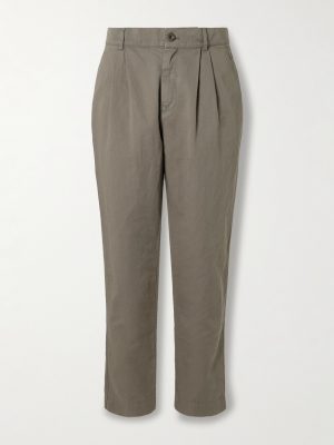 Steve Slim-Fit Pleated Organic Cotton and Linen-Blend Twill Trousers Steve Slim-Fit Pleated Organic Cotton and Linen-Blend Twill Trousers