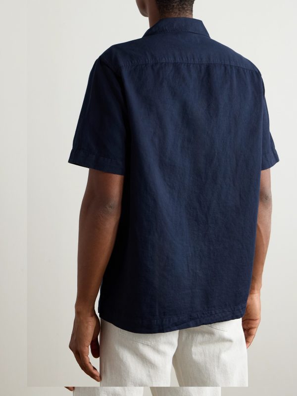 Michael 2 Convertible-Collar Cotton and Linen-Blend Twill Shirt - BK Michael 2 Convertible-Collar Cotton and Linen-Blend Twill Shirt - BK