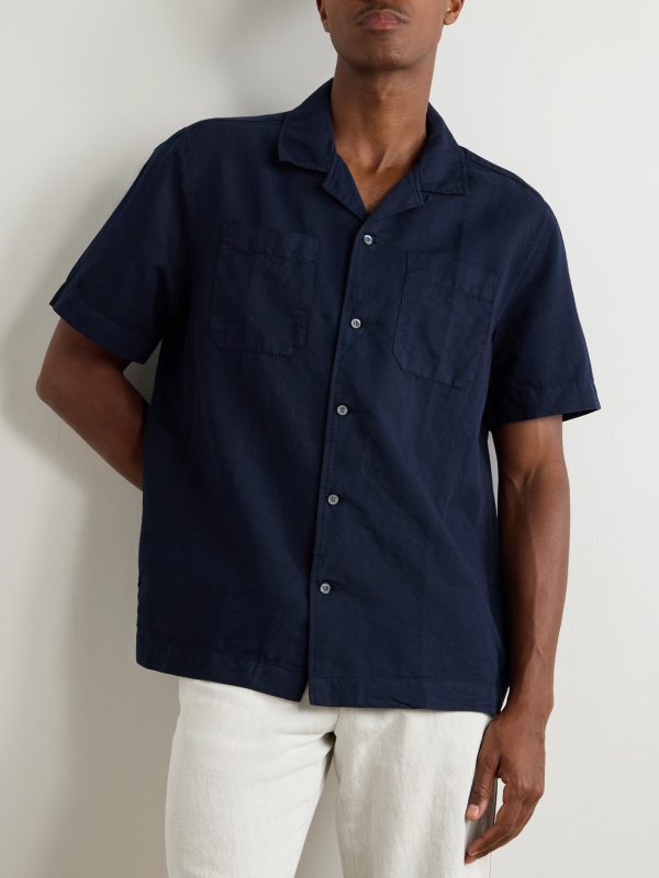 Michael 2 Convertible-Collar Cotton and Linen-Blend Twill Shirt - FR Michael 2 Convertible-Collar Cotton and Linen-Blend Twill Shirt - FR