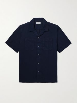 Michael 2 Convertible-Collar Cotton and Linen-Blend Twill Shirt Michael 2 Convertible-Collar Cotton and Linen-Blend Twill Shirt