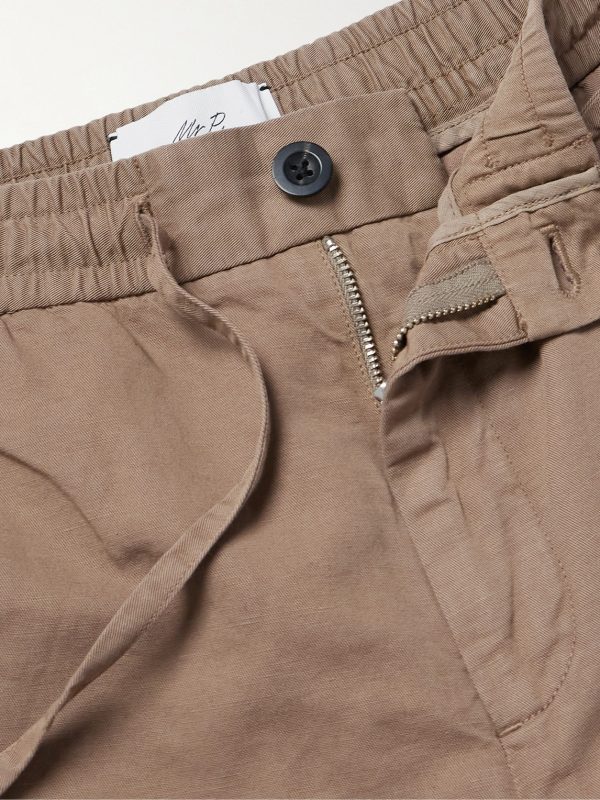 James Straight-Leg Cotton and Linen-Blend Twill Drawstring Trousers - E1 James Straight-Leg Cotton and Linen-Blend Twill Drawstring Trousers - E1