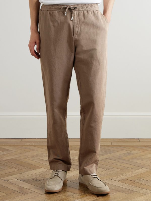 James Straight-Leg Cotton and Linen-Blend Twill Drawstring Trousers - FR James Straight-Leg Cotton and Linen-Blend Twill Drawstring Trousers - FR