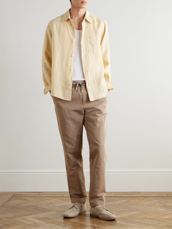 James Straight-Leg Cotton and Linen-Blend Twill Drawstring Trousers - OU James Straight-Leg Cotton and Linen-Blend Twill Drawstring Trousers - OU