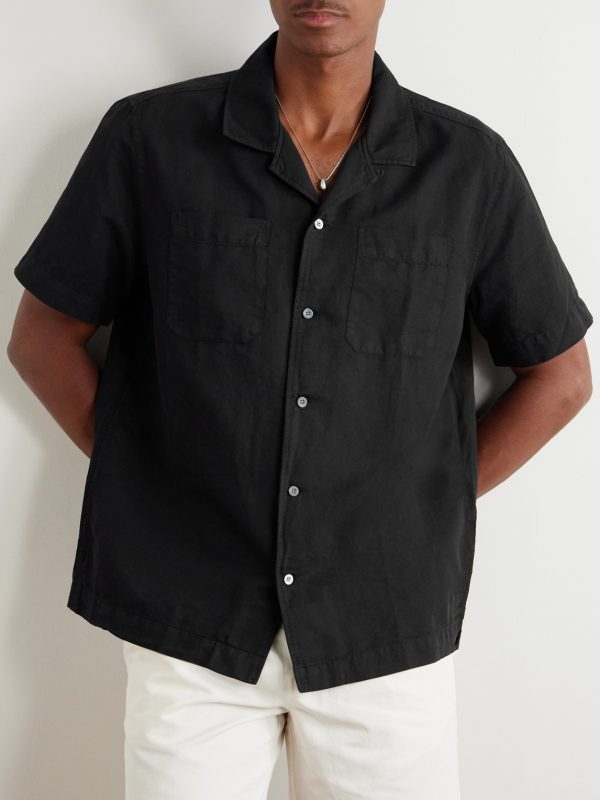 Michael 2 Convertible-Collar Cotton and Linen-Blend Twill Shirt - FR Michael 2 Convertible-Collar Cotton and Linen-Blend Twill Shirt - FR