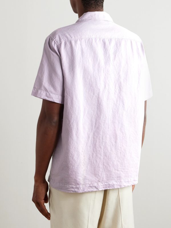 Michael 2 Convertible-Collar Cotton and Linen-Blend Twill Shirt - BK