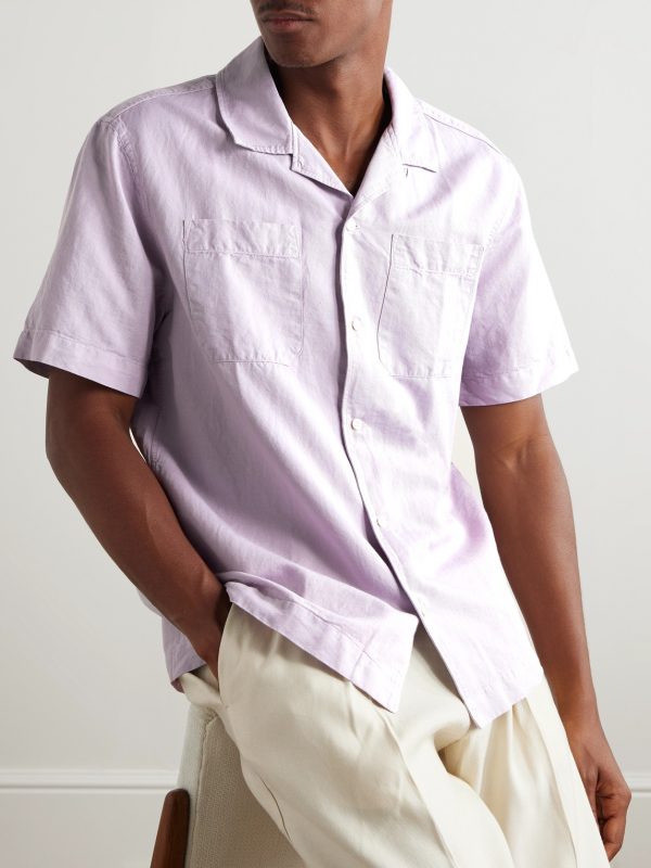 Michael 2 Convertible-Collar Cotton and Linen-Blend Twill Shirt - FR
