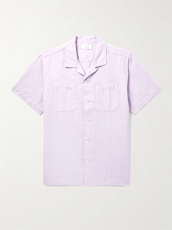 Michael 2 Convertible-Collar Cotton and Linen-Blend Twill Shirt