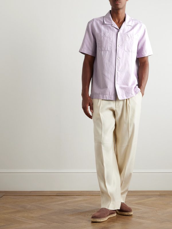 Michael 2 Convertible-Collar Cotton and Linen-Blend Twill Shirt - OU