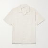Camp-Collar Cotton and Linen-Blend Twill Shirt
