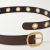 3cm Eyelet-Embellished Leather Belt - E1