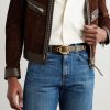 3cm Eyelet-Embellished Leather Belt - FR