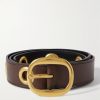 3cm Eyelet-Embellished Leather Belt