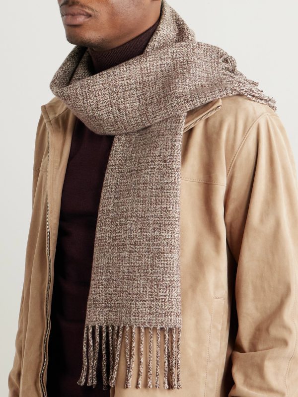 Fringed Cashmere-Tweed Scarf - OU Fringed Cashmere-Tweed Scarf - OU
