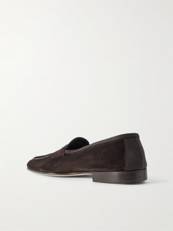 Polperro Leather-Trimmed Suede Penny Loafers - BK