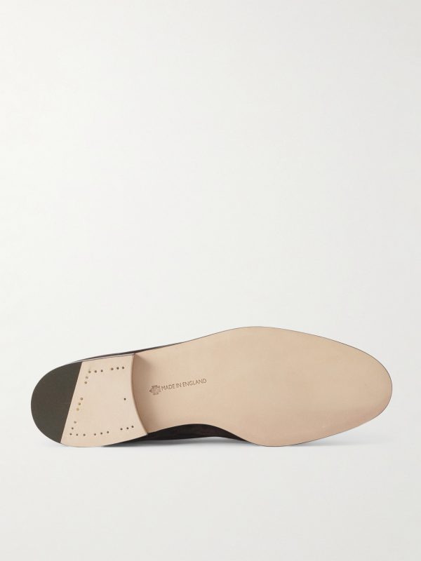 Polperro Leather-Trimmed Suede Penny Loafers - E1