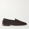 Polperro Leather-Trimmed Suede Penny Loafers