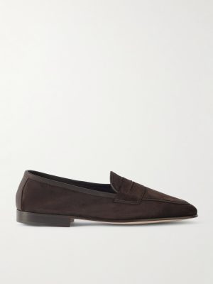 Polperro Leather-Trimmed Suede Penny Loafers