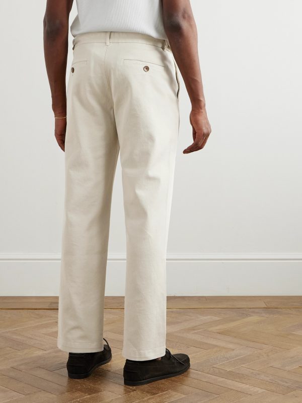 Edward Straight-Leg Pleated Cotton-Blend Cavalry Twill Trousers - BK Edward Straight-Leg Pleated Cotton-Blend Cavalry Twill Trousers - BK