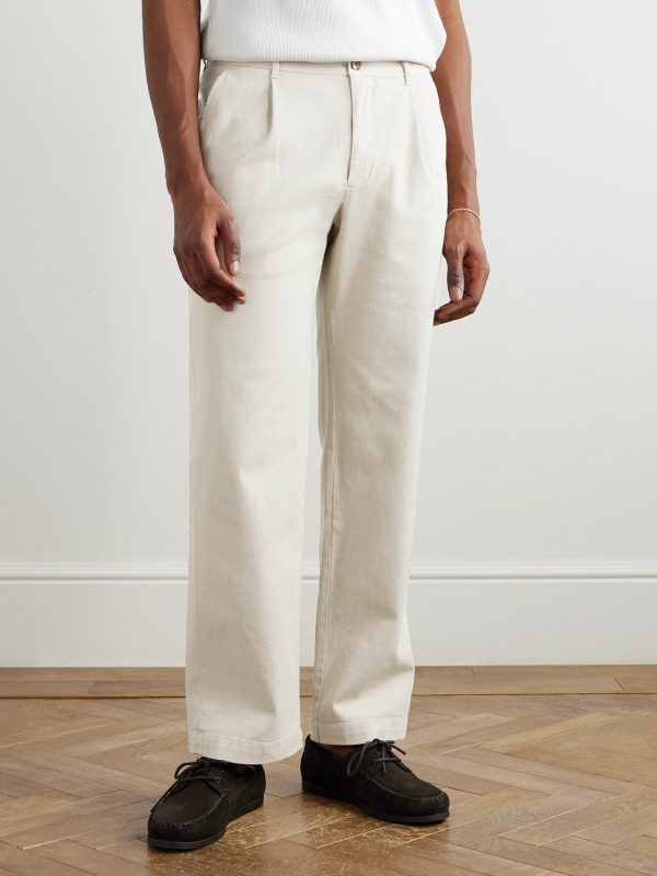 Edward Straight-Leg Pleated Cotton-Blend Cavalry Twill Trousers - FR Edward Straight-Leg Pleated Cotton-Blend Cavalry Twill Trousers - FR