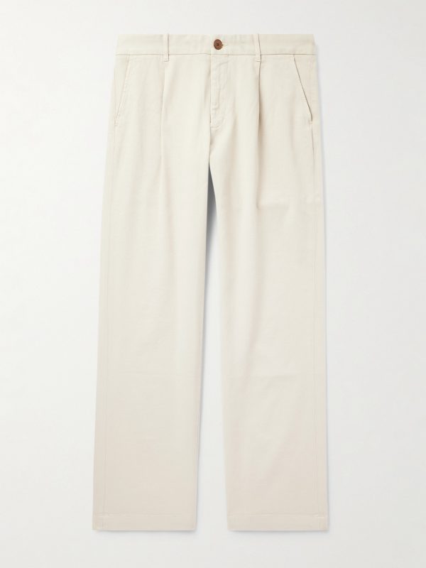 Edward Straight-Leg Pleated Cotton-Blend Cavalry Twill Trousers Edward Straight-Leg Pleated Cotton-Blend Cavalry Twill Trousers