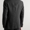 Double-Breasted Linen Tuxedo Jacket - BK Double-Breasted Linen Tuxedo Jacket - BK