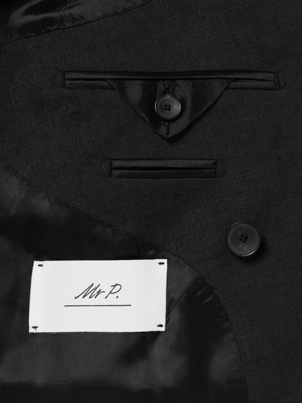 Double-Breasted Linen Tuxedo Jacket - E1 Double-Breasted Linen Tuxedo Jacket - E1