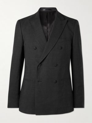 Double-Breasted Linen Tuxedo Jacket
