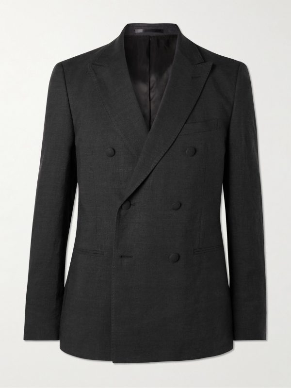 Double-Breasted Linen Tuxedo Jacket Double-Breasted Linen Tuxedo Jacket
