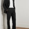 Steve Straight-Leg Pleated Linen Tuxedo Trousers - OU Steve Straight-Leg Pleated Linen Tuxedo Trousers - OU