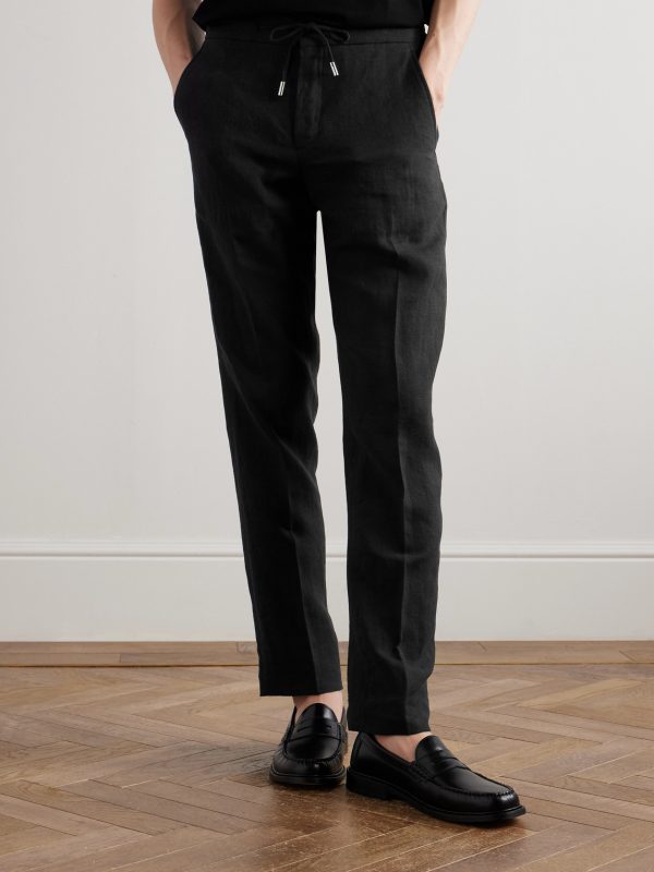 James Straight-Leg Linen Drawstring Trousers - FR James Straight-Leg Linen Drawstring Trousers - FR