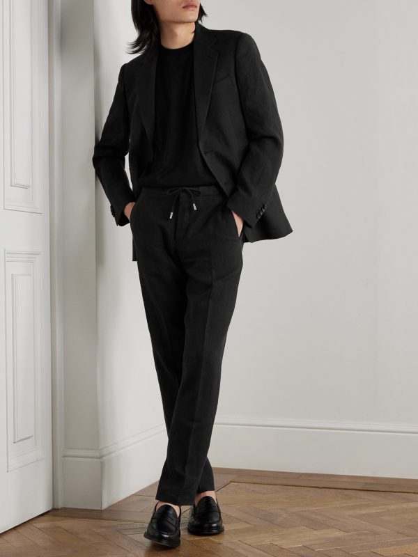 James Straight-Leg Linen Drawstring Trousers - OU James Straight-Leg Linen Drawstring Trousers - OU