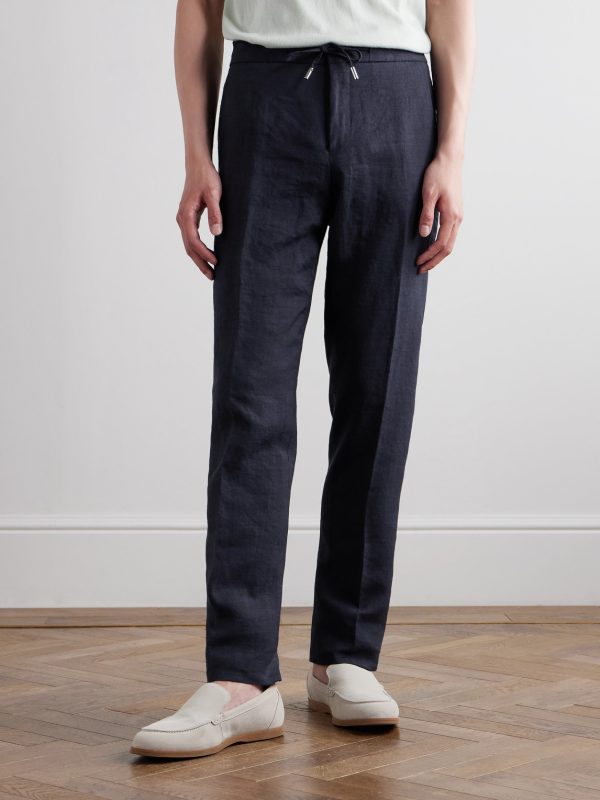 James Straight-Leg Linen Drawstring Trousers - FR James Straight-Leg Linen Drawstring Trousers - FR