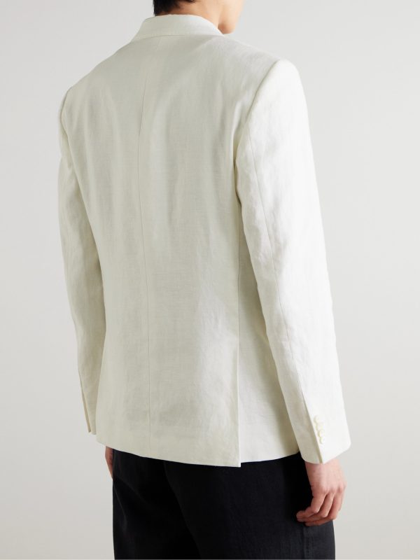 Double-Breasted Linen Tuxedo Jacket - BK