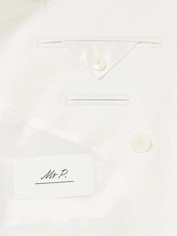 Double-Breasted Linen Tuxedo Jacket - E1