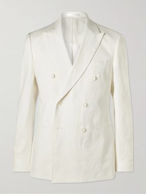 Double-Breasted Linen Tuxedo Jacket